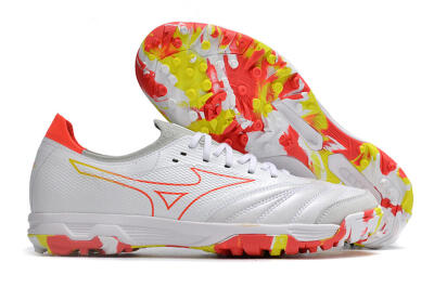 Mizuno Morelia Neo TF Artificial Turf Soccer Shoes - White/Red/Yellow