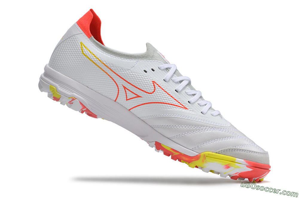 Mizuno Morelia Neo TF Artificial Turf Soccer Shoes - White/Red/Yellow 5