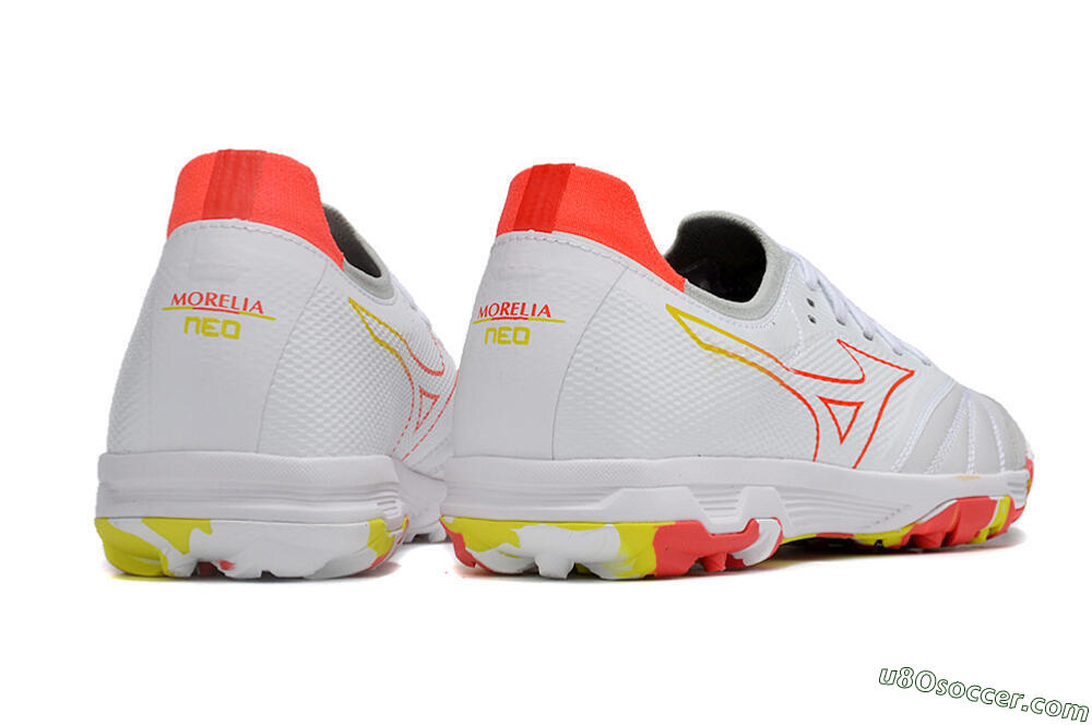 Mizuno Morelia Neo TF Artificial Turf Soccer Shoes - White/Red/Yellow 6