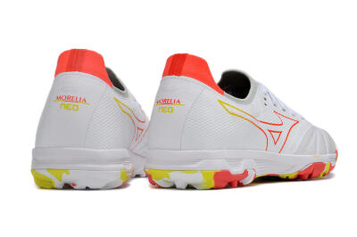 Mizuno Morelia Neo TF Artificial Turf Soccer Shoes - White/Red/Yellow