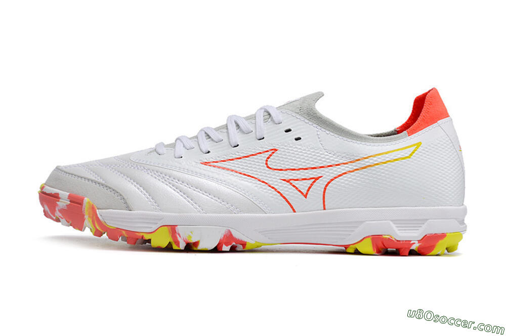 Mizuno Morelia Neo TF Artificial Turf Soccer Shoes - White/Red/Yellow 2