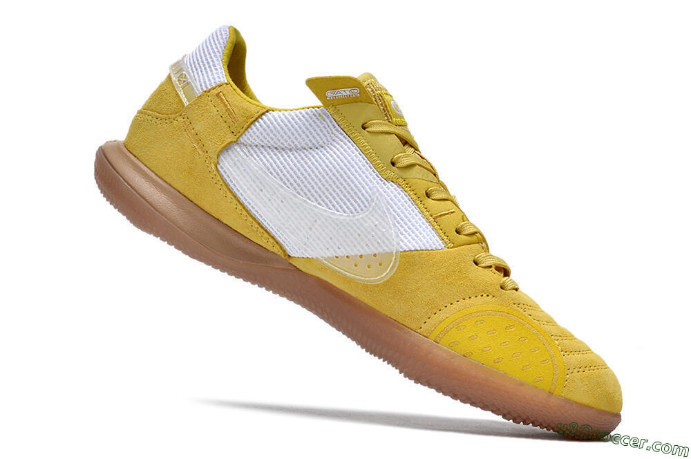 Nike Street Gato IC Indoor & Futsal Soccer Shoes - White/Yellow/Brown 5