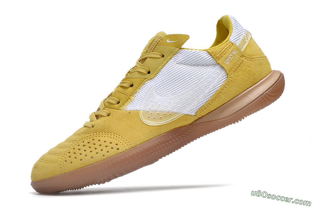 Nike Street Gato IC Indoor & Futsal Soccer Shoes - White/Yellow/Brown 6