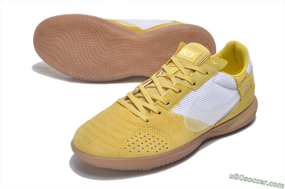 Nike Street Gato IC Indoor & Futsal Soccer Shoes - White/Yellow/Brown 3
