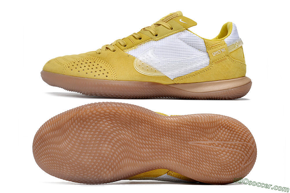 Nike Street Gato IC Indoor & Futsal Soccer Shoes - White/Yellow/Brown 0