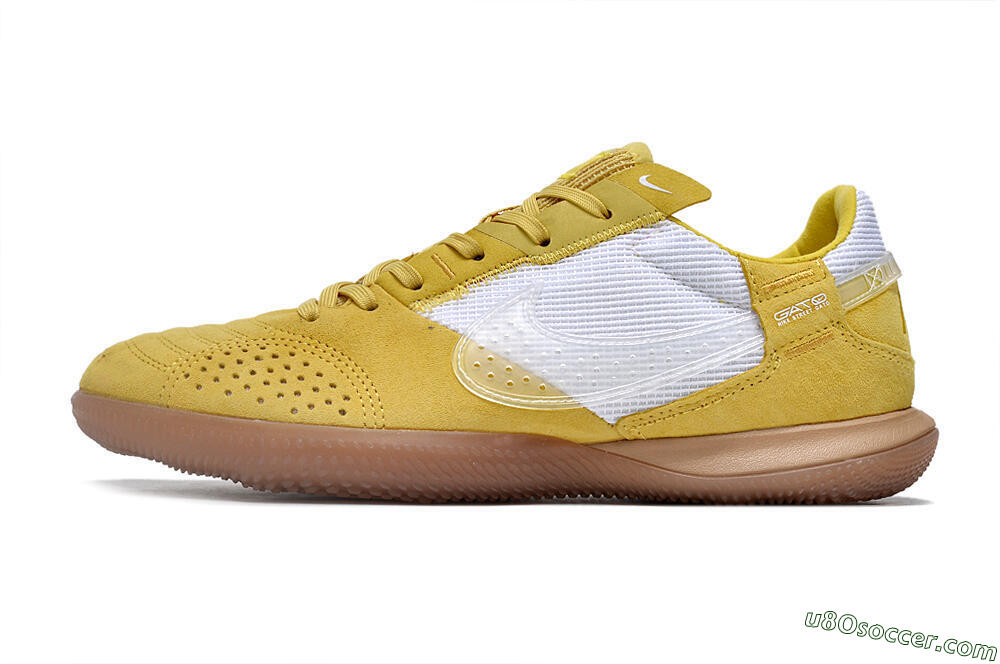 Nike Street Gato IC Indoor & Futsal Soccer Shoes - White/Yellow/Brown 2