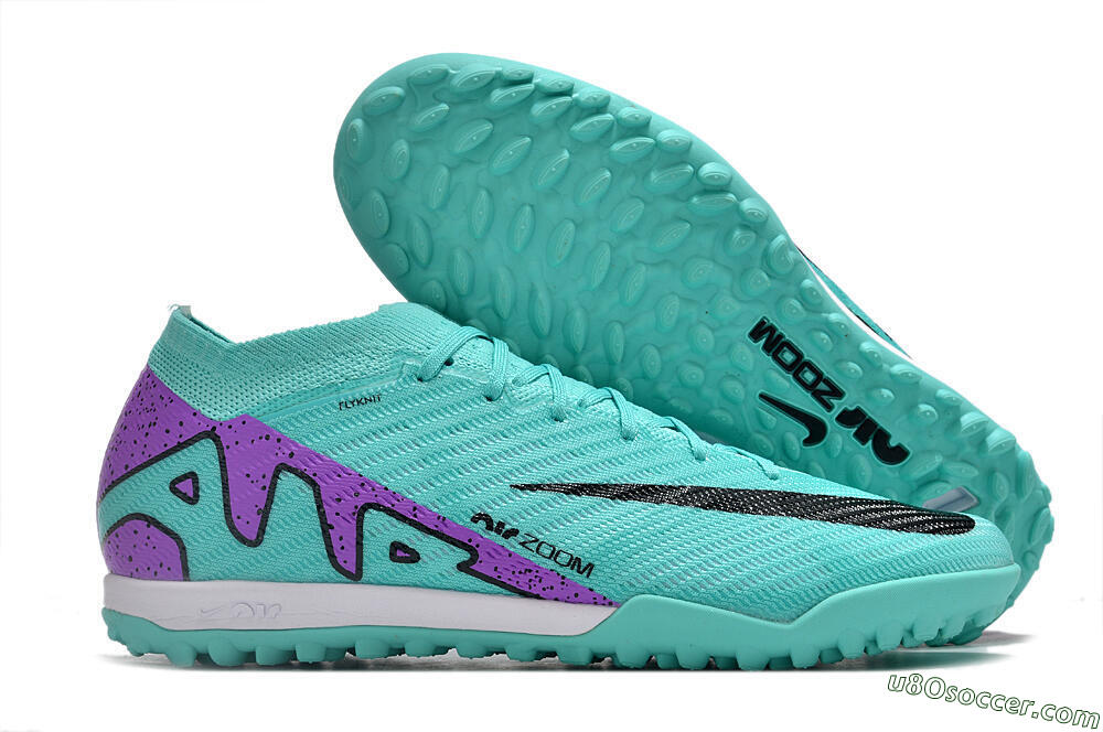 Nike Air Zoom Mercurial Vapor 15 Elite TF Artificial Turf Soccer Shoes - Turquoise/Black/White/Purple 1