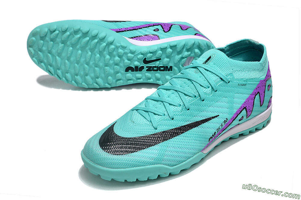 Nike Air Zoom Mercurial Vapor 15 Elite TF Artificial Turf Soccer Shoes - Turquoise/Black/White/Purple 3