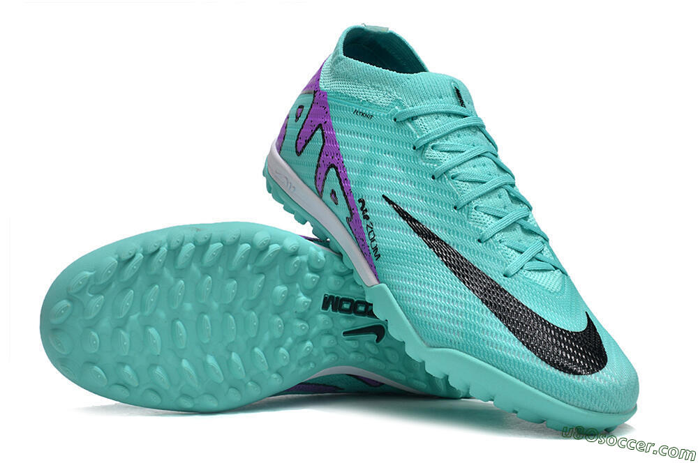 Nike Air Zoom Mercurial Vapor 15 Elite TF Artificial Turf Soccer Shoes - Turquoise/Black/White/Purple 4