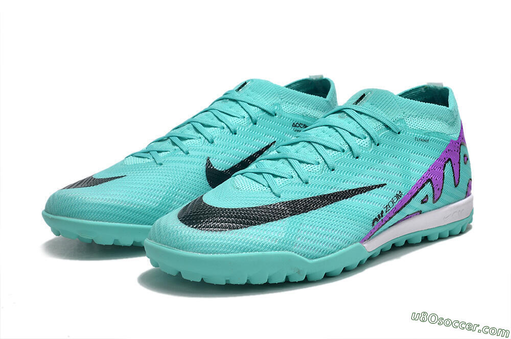 Nike Air Zoom Mercurial Vapor 15 Elite TF Artificial Turf Soccer Shoes - Turquoise/Black/White/Purple 5