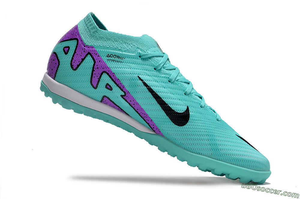 Nike Air Zoom Mercurial Vapor 15 Elite TF Artificial Turf Soccer Shoes - Turquoise/Black/White/Purple 7