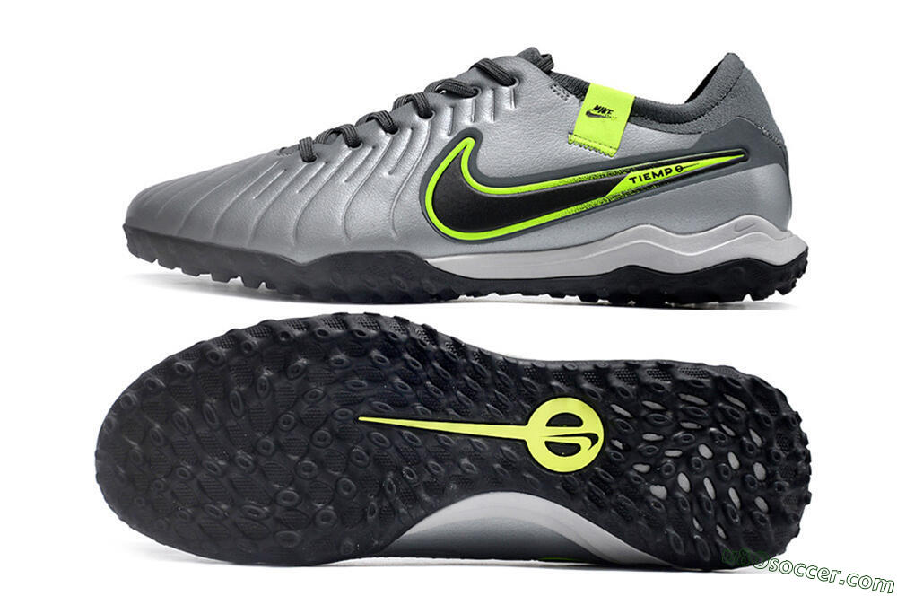 Nike Tiempo Legend X Pro TF Artificial Turf Soccer Shoes - Silver/Black/Yellow 0