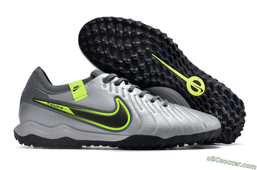 Nike Tiempo Legend X Pro TF Artificial Turf Soccer Shoes - Silver/Black/Yellow 1