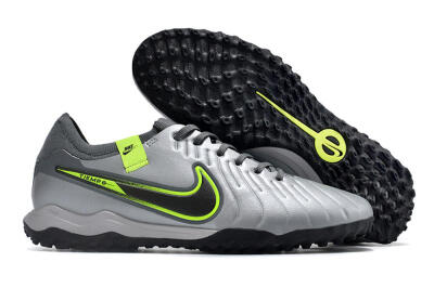 Nike Tiempo Legend X Pro TF Artificial Turf Soccer Shoes - Silver/Black/Yellow