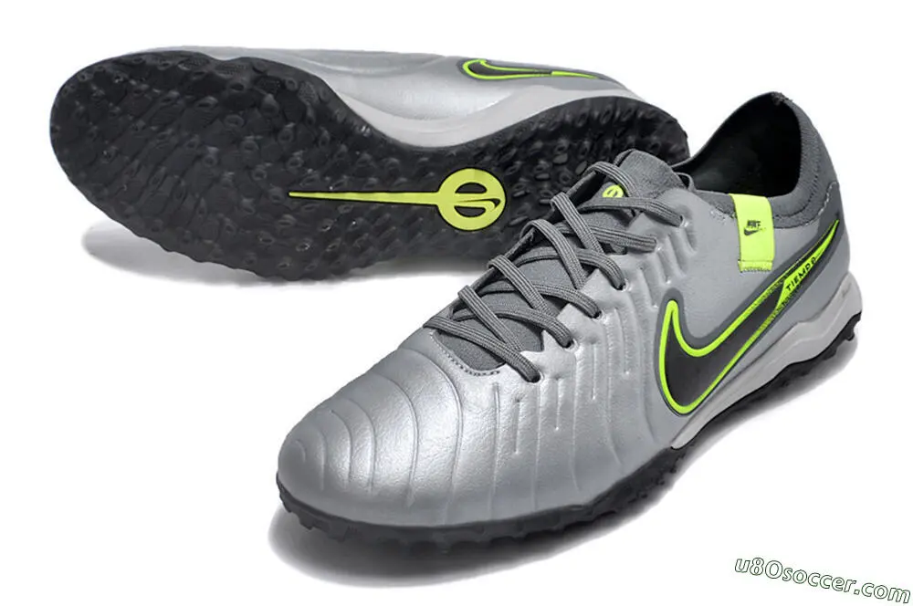 Premium TF Artificial Turf Soccer Shoes - Silver, Black & Yellow