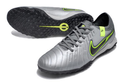 Nike Tiempo Legend X Pro TF Artificial Turf Soccer Shoes - Silver/Black/Yellow