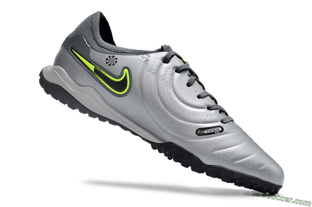Nike Tiempo Legend X Pro TF Artificial Turf Soccer Shoes - Silver/Black/Yellow 4