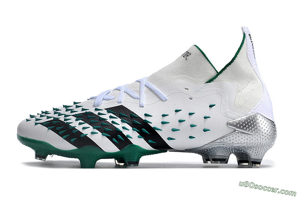 Adidas Predator Freak.1 FG Firm Ground Soccer Cleats - White/Green/Black 2