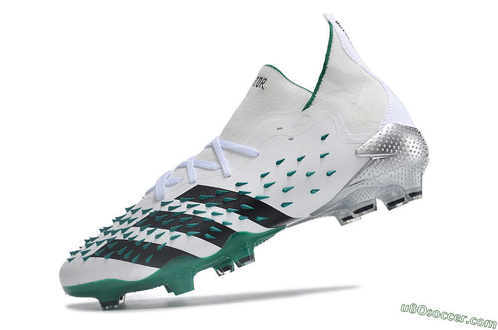 Adidas Predator Freak.1 FG Firm Ground Soccer Cleats - White/Green/Black 5