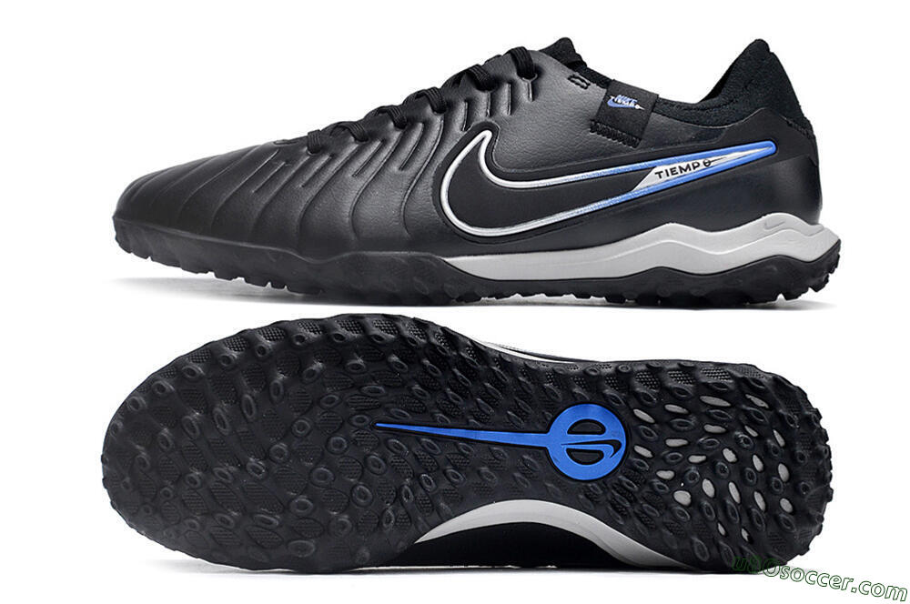 NikeTiempo Legend 10 TF Artificial Turf Soccer Shoes - Black/Blue/White 0