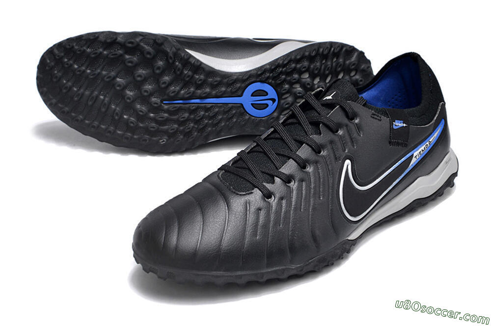 NikeTiempo Legend 10 TF Artificial Turf Soccer Shoes - Black/Blue/White 3