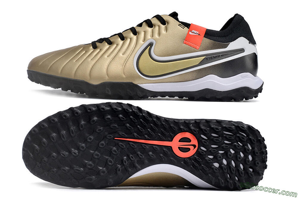 Nike Tiempo Legend 10 TF Artificial Turf Soccer Shoes - Gold/White/Black 0