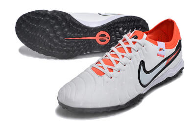 NikeTiempo Legend 10 TF Artificial Turf Soccer Shoes - White/Black/Orange