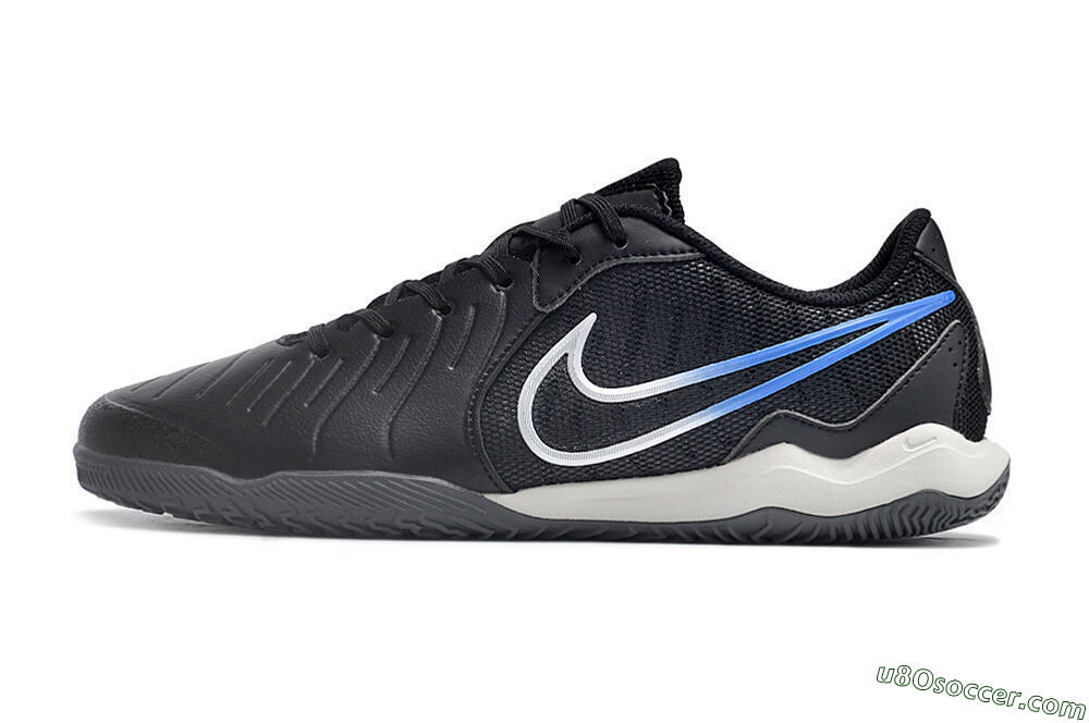 Nike Tiempo Legend 10 Academy IC Indoor & Futsal Soccer Shoes - Black/White/Blue 2