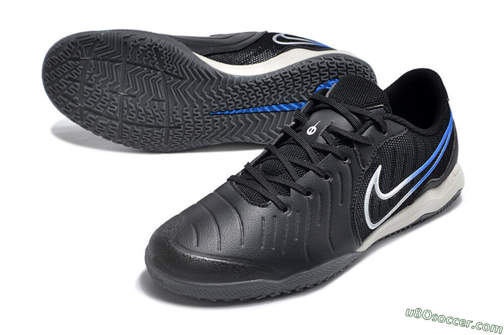 Nike Tiempo Legend 10 Academy IC Indoor & Futsal Soccer Shoes - Black/White/Blue 3