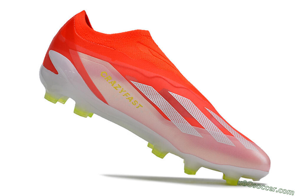 Adidas X Crazyfast+ Laceless FG Firm Ground Soccer Cleats - Red/White/Yellow 4
