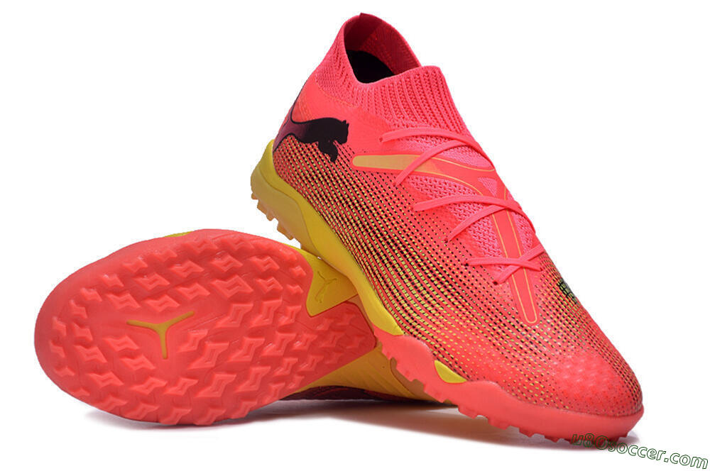 Puma Future Ultimate TF Artificial Turf Soccer Shoes - Pink/Yellow/Black 3