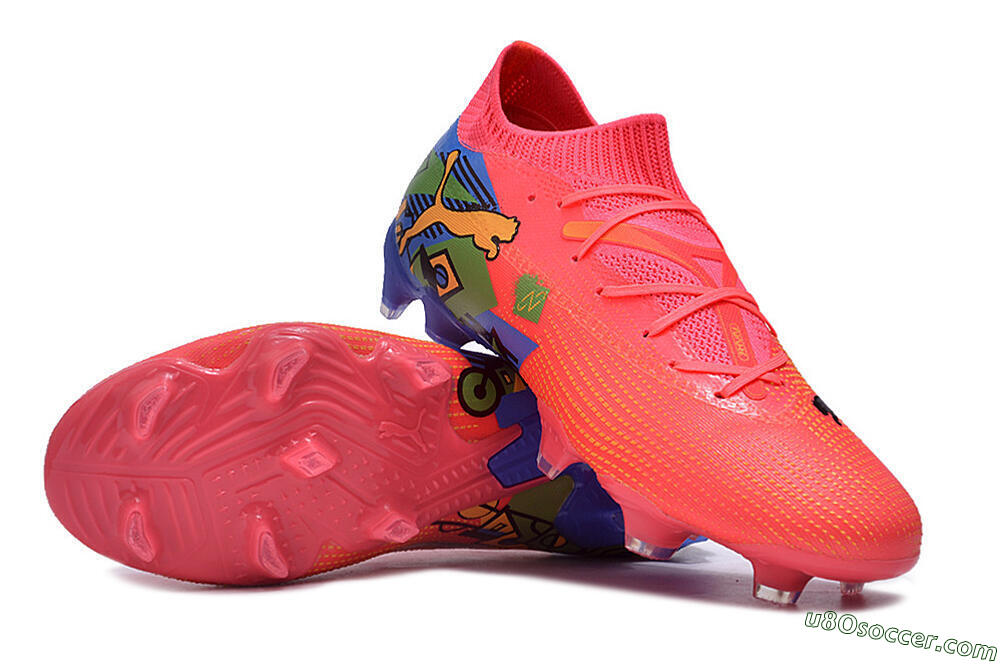 Puma Future Ultimate FG Firm Ground Soccer Cleats - Pink/Yellow/Green/Blue 3