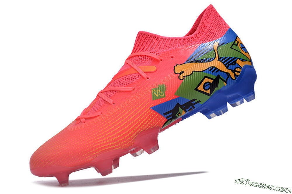 Puma Future Ultimate FG Firm Ground Soccer Cleats - Pink/Yellow/Green/Blue 5