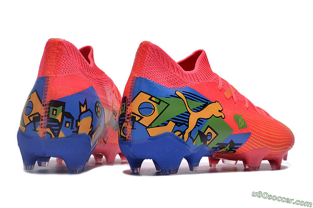 Puma Future Ultimate FG Firm Ground Soccer Cleats - Pink/Yellow/Green/Blue 6