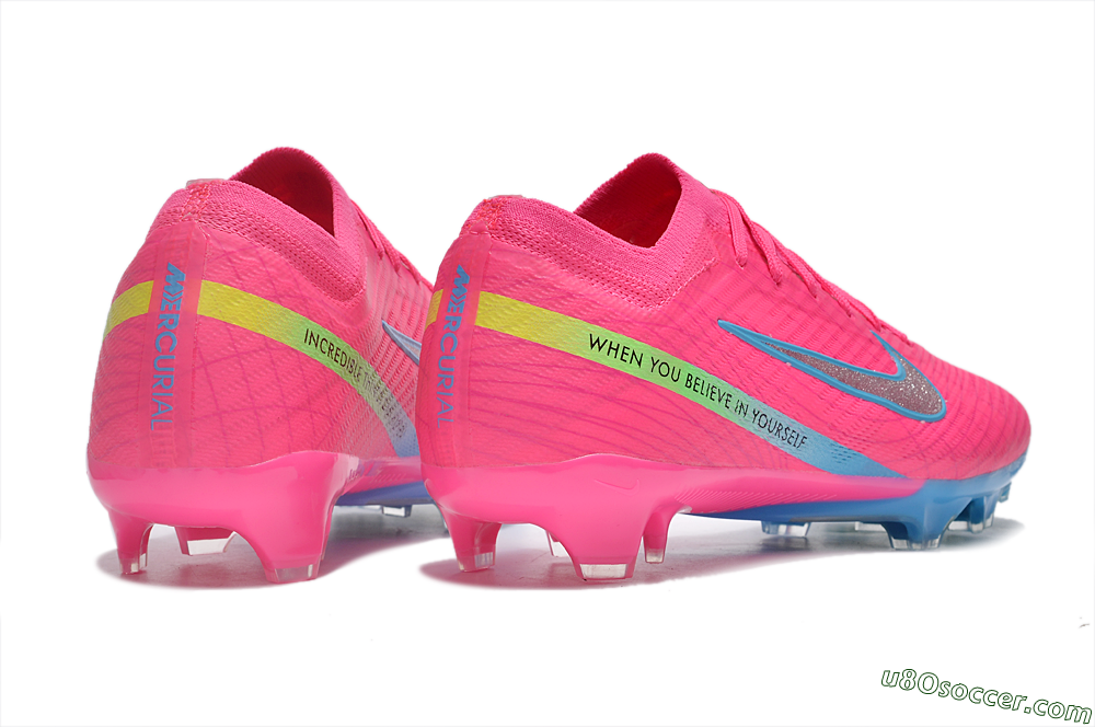 Nike Air Zoom Mercurial Vapor 15 Elite FG Firm Ground Soccer Cleats - Pink/Silver/Blue 6