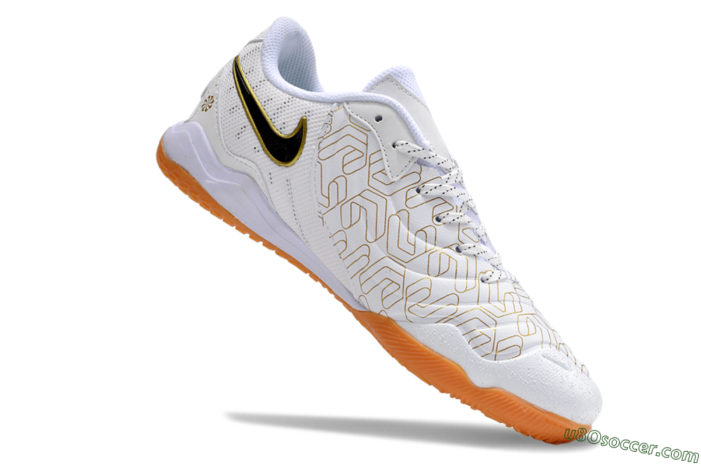 Nike Tiempo Legend 10 Pro IC Indoor & Futsal Soccer Shoes - White/Gold/Black 4
