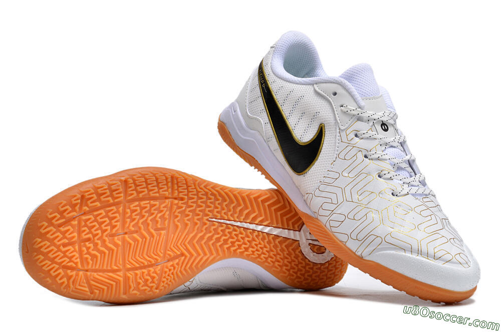Nike Tiempo Legend 10 Pro IC Indoor & Futsal Soccer Shoes - White/Gold/Black 0