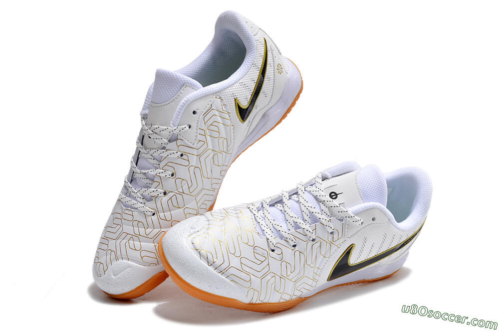 Nike Tiempo Legend 10 Pro IC Indoor & Futsal Soccer Shoes - White/Gold/Black 3