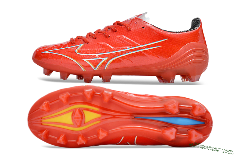 Mizuno Morelia Alpha Made in Japan FG Firm Ground Soccer Cleats - Red/White/Blue/Yellow 0