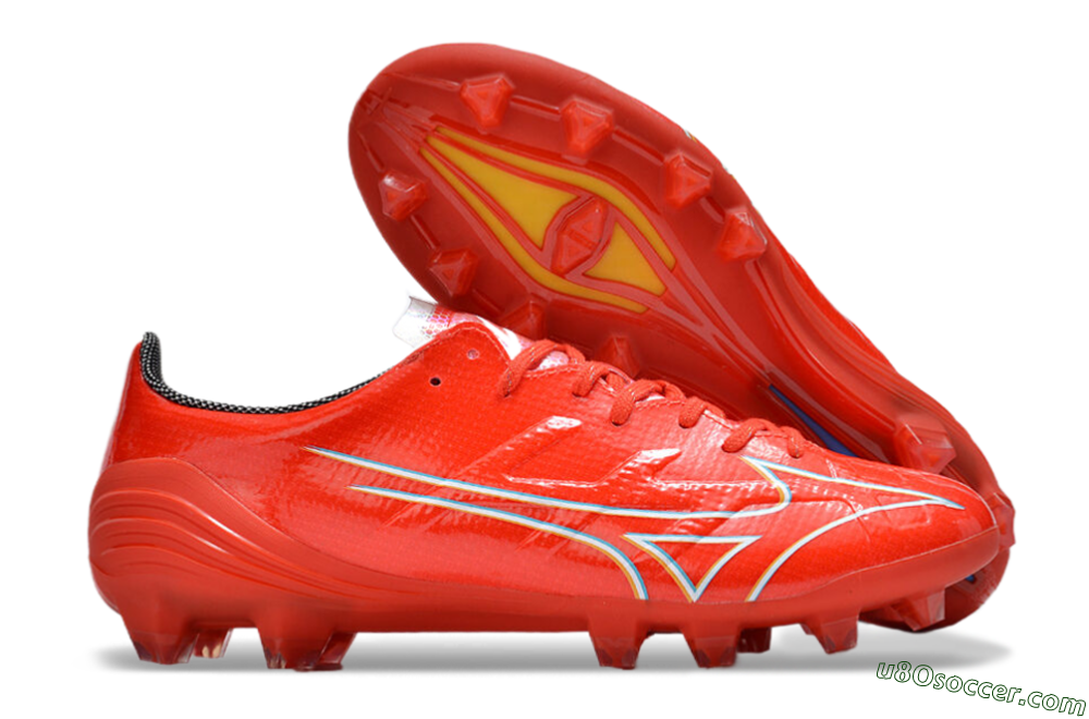 Mizuno Morelia Alpha Made in Japan FG Firm Ground Soccer Cleats - Red/White/Blue/Yellow 1
