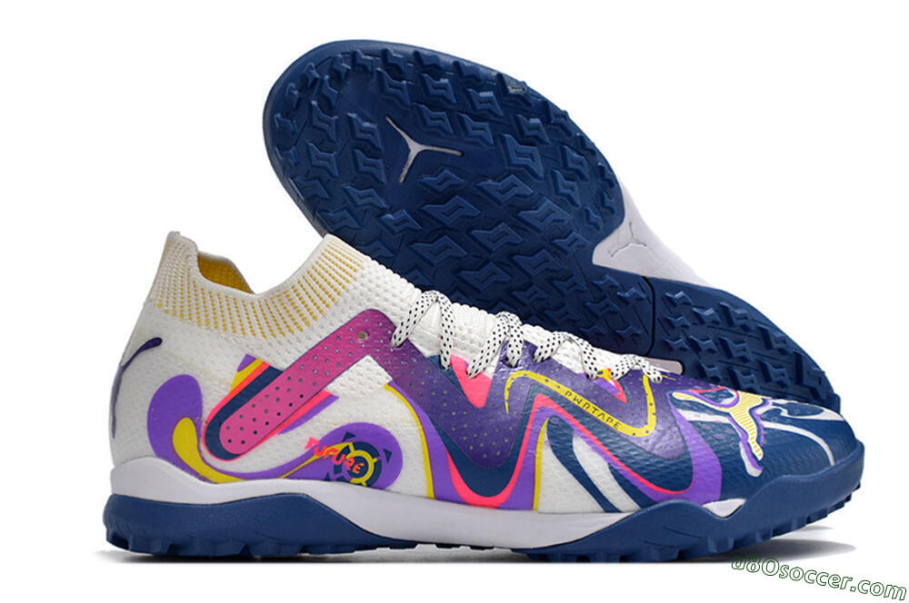 Puma Future X Powercat Tokyo Match TF Artificial Turf Soccer Shoes - White/Purple/Blue/Yellow 1