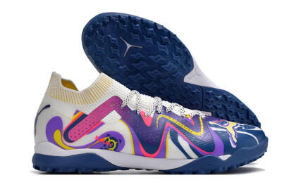 Puma Future X Powercat Tokyo Match TF Artificial Turf Soccer Shoes - White/Purple/Blue/Yellow