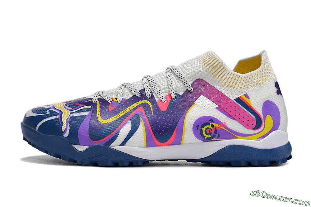 Puma Future X Powercat Tokyo Match TF Artificial Turf Soccer Shoes - White/Purple/Blue/Yellow 2