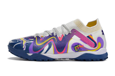 Puma Future X Powercat Tokyo Match TF Artificial Turf Soccer Shoes - White/Purple/Blue/Yellow