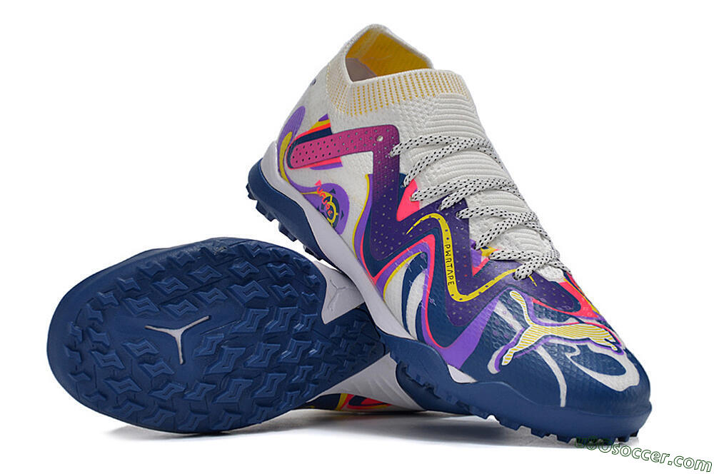 Puma Future X Powercat Tokyo Match TF Artificial Turf Soccer Shoes - White/Purple/Blue/Yellow 4