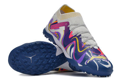 Puma Future X Powercat Tokyo Match TF Artificial Turf Soccer Shoes - White/Purple/Blue/Yellow