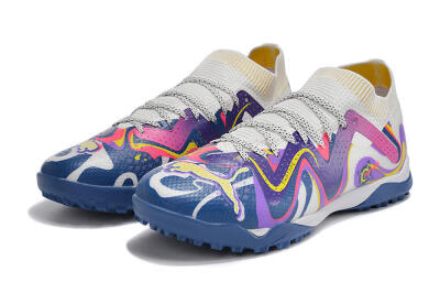 Puma Future X Powercat Tokyo Match TF Artificial Turf Soccer Shoes - White/Purple/Blue/Yellow