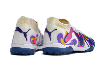 Puma Future X Powercat Tokyo Match TF Artificial Turf Soccer Shoes - White/Purple/Blue/Yellow