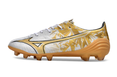 Mizuno Morelia Alpha Made in Japan FG Firm Ground Soccer Cleats - White/Gold/Black