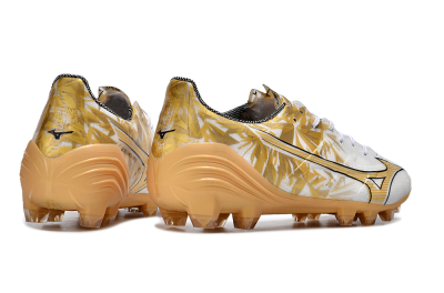 Mizuno Morelia Alpha Made in Japan FG Firm Ground Soccer Cleats - White/Gold/Black